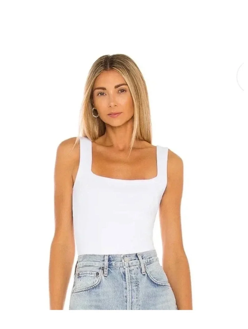 Free People Square Off White Cami Sz. Small